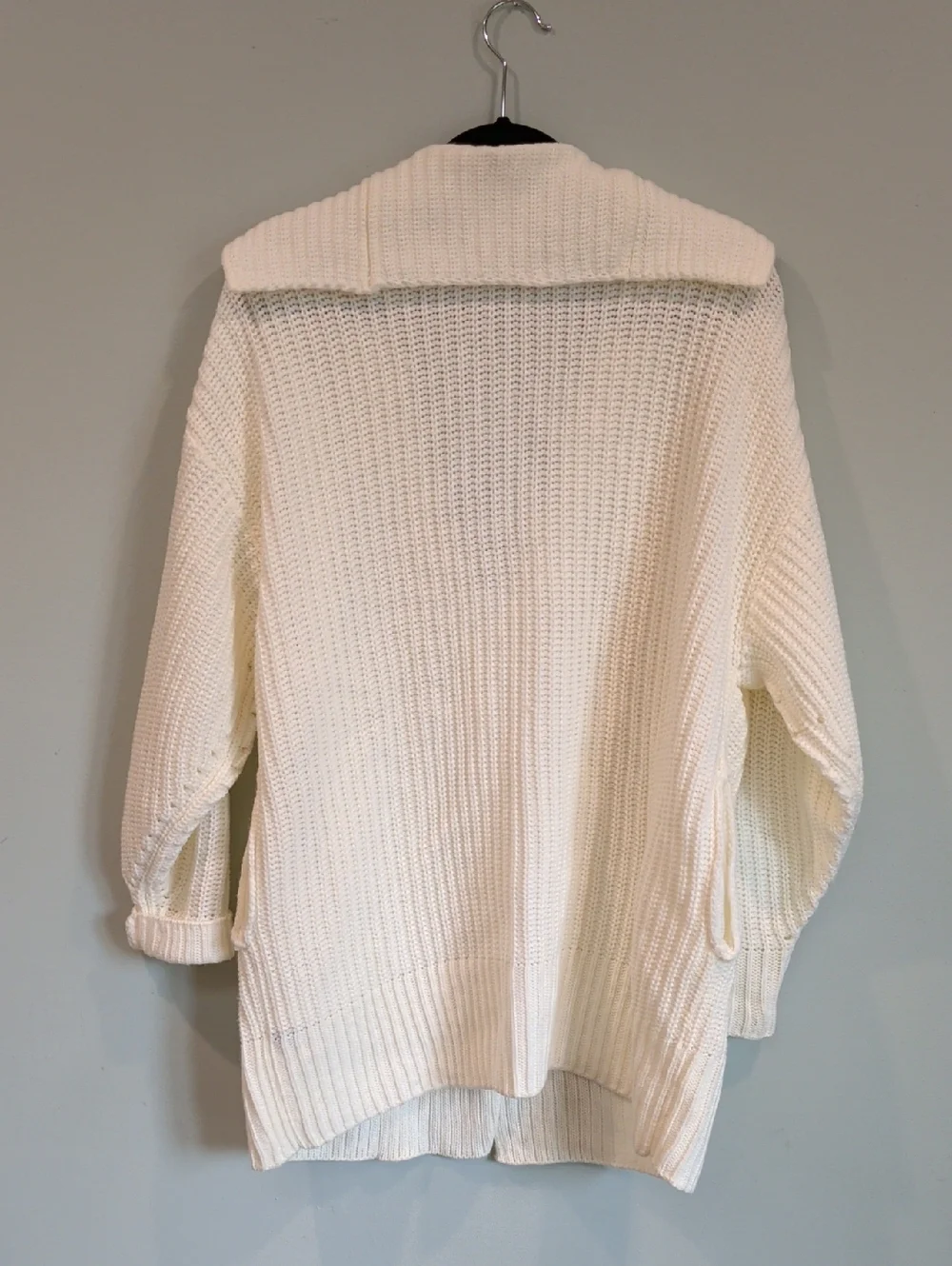 Efan Oversized Cream Knit Button-Up Cardigan Sweater M - Picture 2 of 2